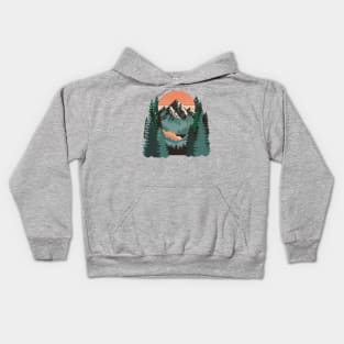 Mountains & Pines Retro Nature Kids Hoodie